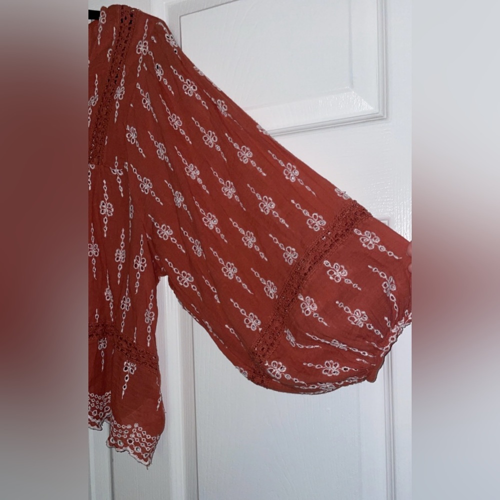 American Eagle Eyelet Boho Babydoll Top - Picture 5 of 9